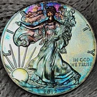 2017 American Silver Eagle 1 oz .999 Fine Silver Coin Uncirculated rainbow toned