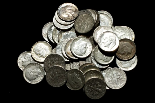 Lot of 50 Roosevelt Dimes 1946-64   Some AU-BU   90% Silver