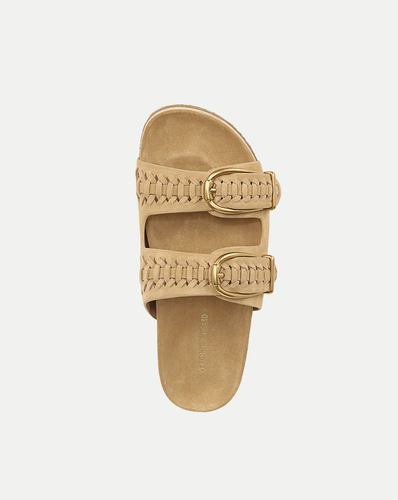 NIB $295 Veronica Beard Paige Buckle Sandal in Desert Suede, size 6 - Picture 2 of 3