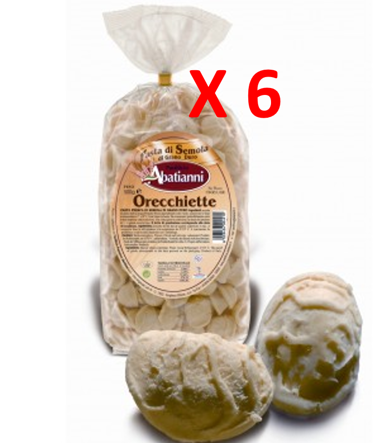 Abatianni 3KG Rawhide Ears Paste Durum Wheat Hardwood 100% Italian (500g X 6)