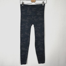 Spanx Look At Me Now Seamless Leggings L Black Camo Pull On Knit Stretch Skinny