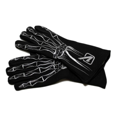 Velocita 128 Safety Driving Gloves Racing 2 Layer Skeleton SFI 5 Silver X-Small