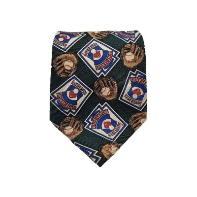 Little League Tie Baseball USA Robert Stewart 100% Silk Necktie 57'' x 4'' Green