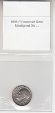 1995-P Roosevelt Dime Misaligned Die Off Center Obverse Error Variety MAD