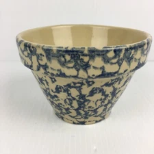 Roseville Pottery Sponge Ware Blue 6” Bowl Fruit Mixing Bowl EXCELLENT