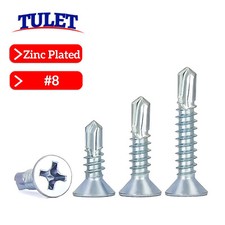  8 Self Drilling Sheet Metal Screws TEK Tap Phillips Flat Head Zinc Plated Steel