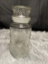 Anchor Hocking Planters Mr. Peanut Glass Jar with Lid Diamond Pattern 1983 EUC!