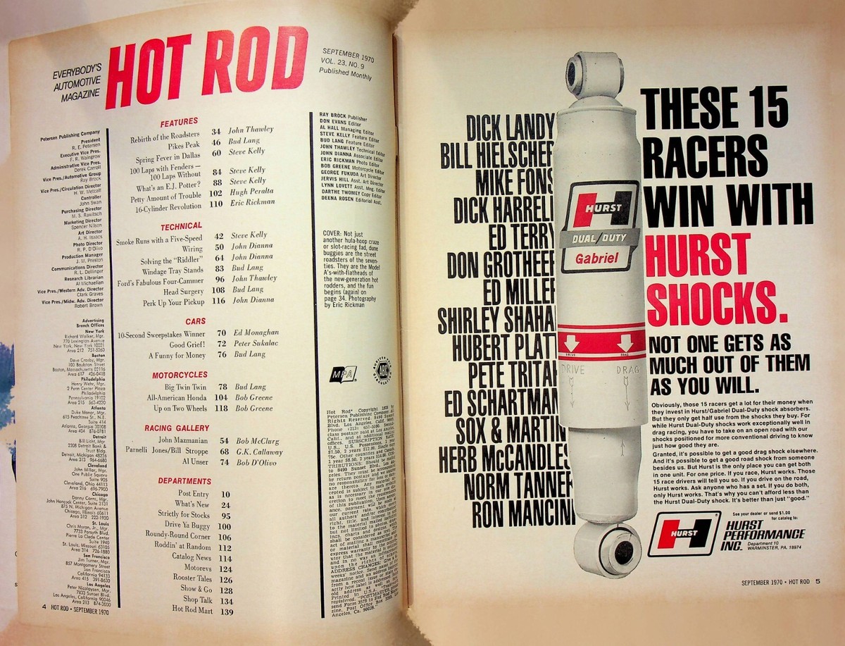 【Hot Rod】　ヴィンテージマガジン　1970年代 Vintage Hot Rod Magazine September 1970 Roadsters for the