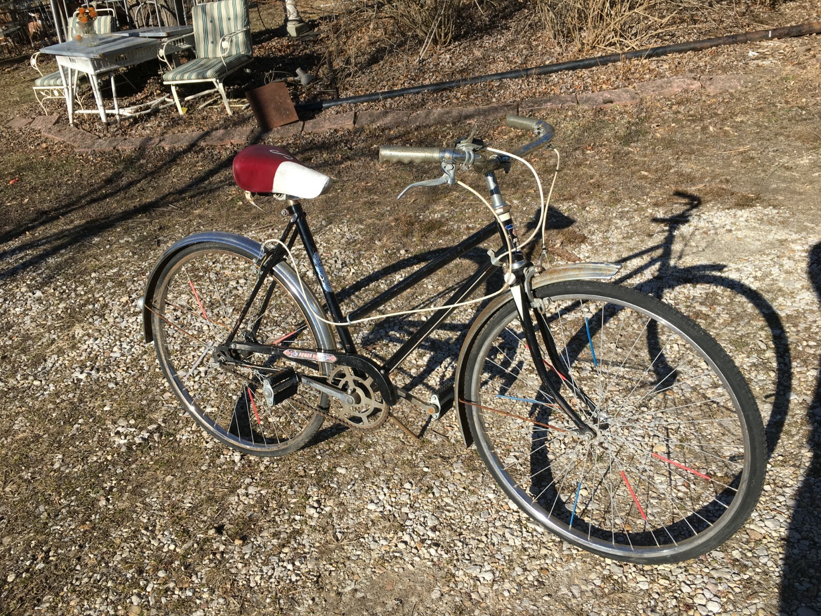 Vintage 1970s Power King Black Ladies 3 Speed Bike - Made In