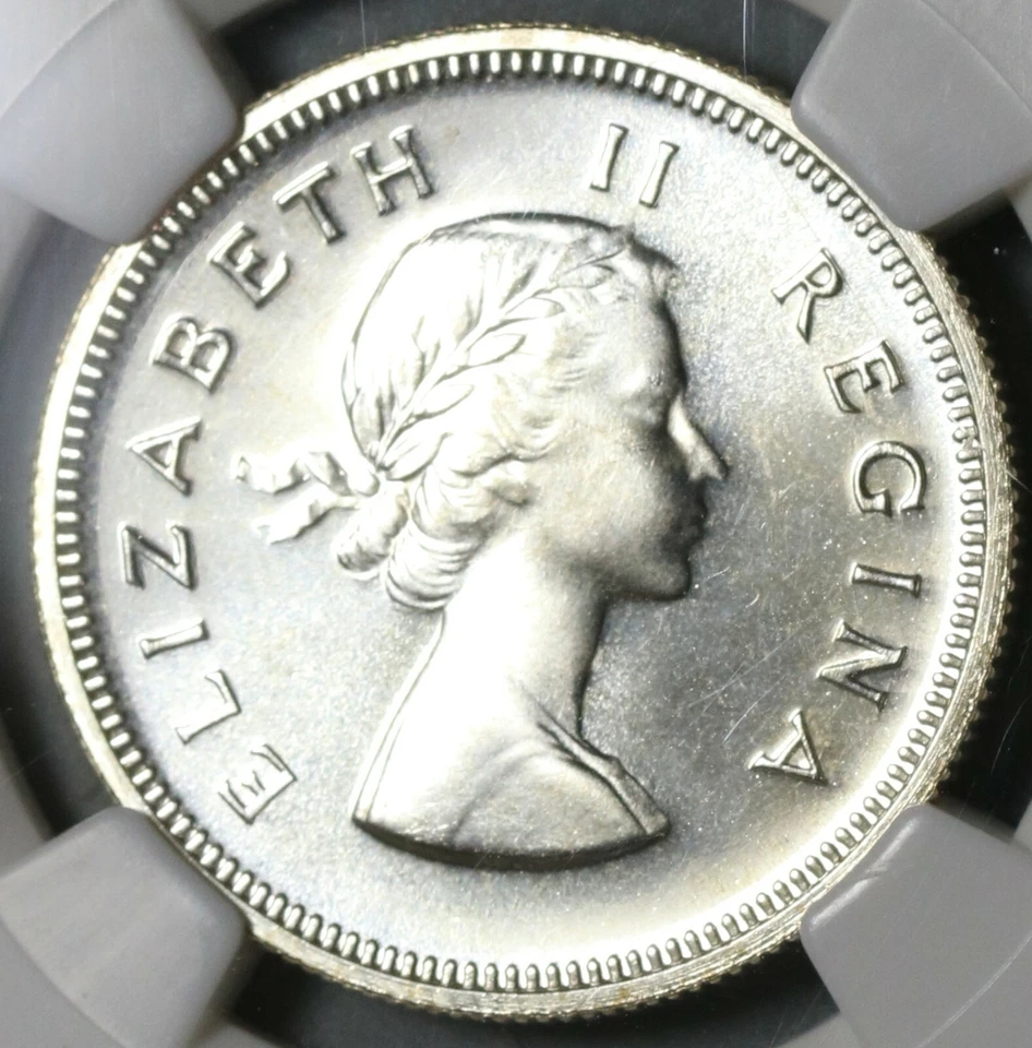 1954 NGC PF 65 South Africa Proof 2 Shillings Florin Silver Coin 3.2k (19100704C - Image 2 of 4