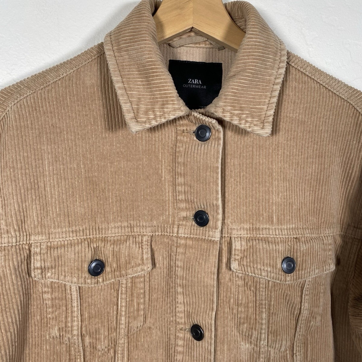 Zara Corduroy Jacket Womens XS Oversized Relaxed Fit Trucker