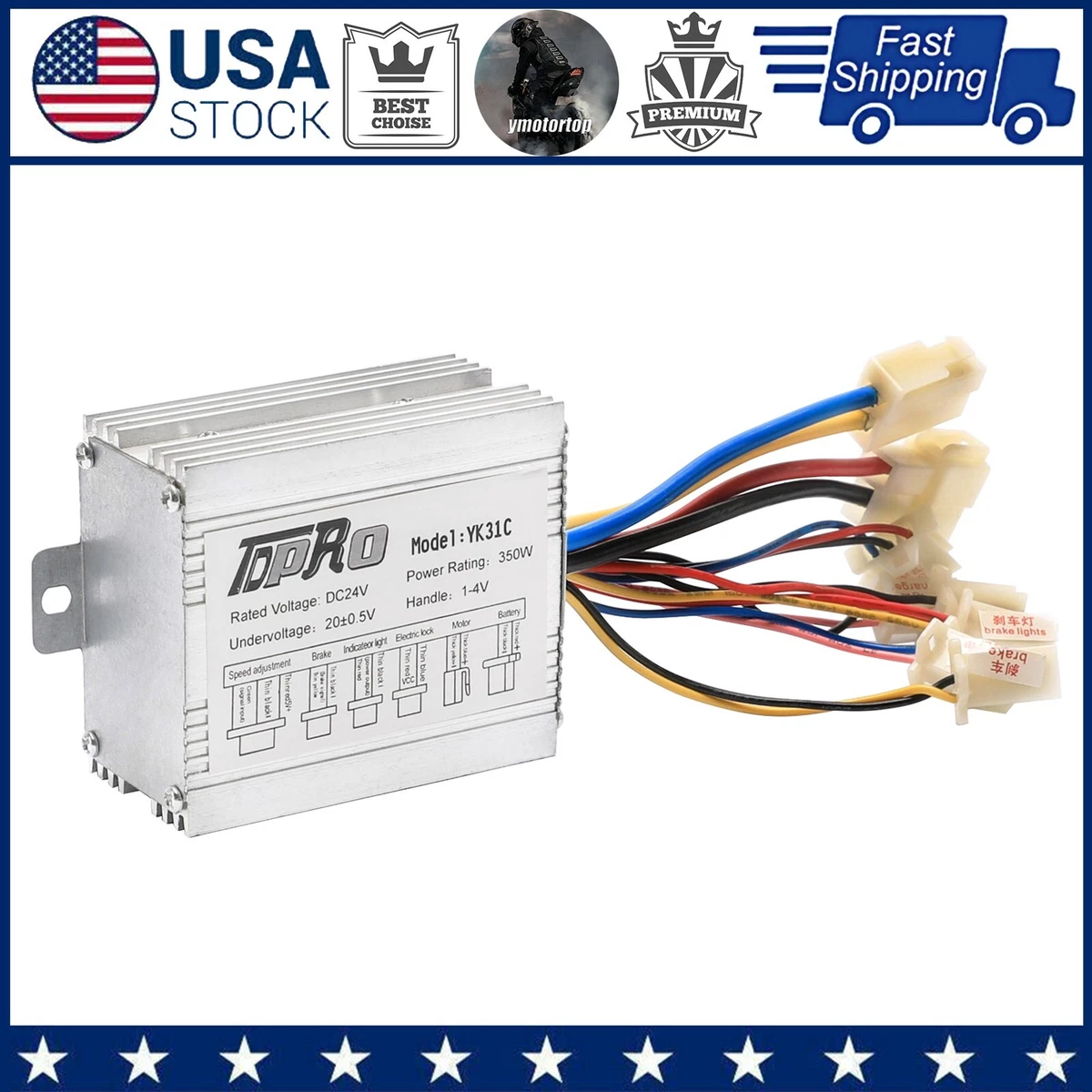 Kit Manopola Acceleratore E Controller 350W 24V Per Scooter Elettrico, Ebike, ATV