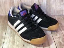 Classic Textured Leather Adidas Samoa Men 6 Black w White Stripe PYV702001 EUC