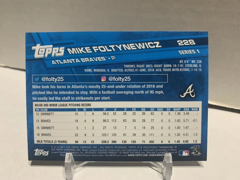 Topps Archives Signatures 2019 Mike Foltynewicz automático/65 Atlanta Braves Foto 2 de 2