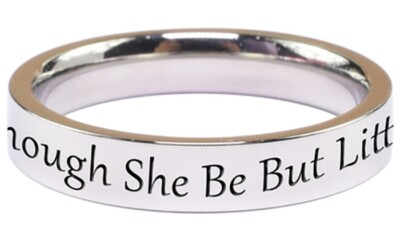 NEW Pink Box Comfort Fit Inspirational Ring Stainless Steel 'Though She Be' ~ 7