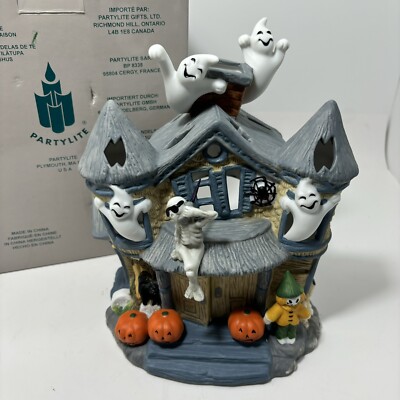 【HALLOWEEN　Party♪】✦BLACKハウス✦家具＆小物など全て付き♡ PartyLite Haunted Tealight House P7311 Halloween Decor | eBay