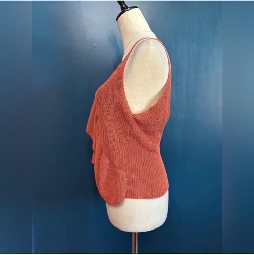 ZARA Ruffled Cotton Blend Strappy Slightly Cropped Sweater Tank NWT Size Small - Picture 4 of 7