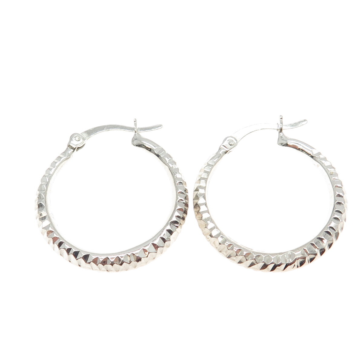 HANIN 925 Sterling Silver Textured Hinged Hoop Earrings | eBay