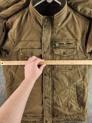 Levis kleine grüne Cargojacke durchgehender Reißverschluss Druckknopf gefüttert hoher Kragen Mantel Taschen Herren - Bild 5 von 23
