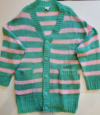 LulaRoe - Lucille Knit Cardigan Sweater - Women's Size Medium, New Green-Pink 