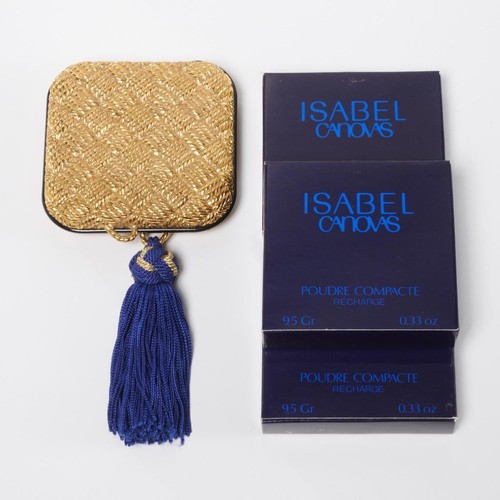 Isabel Canovas Robert Goossens Gold Tone Basket Weave Tassel Powder Compact 1980