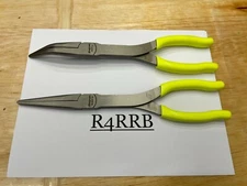 Snap-On Tools USA NEW 2pc HIVIZ Soft Grip LONG Neck Needle Nose Pliers Lot Set