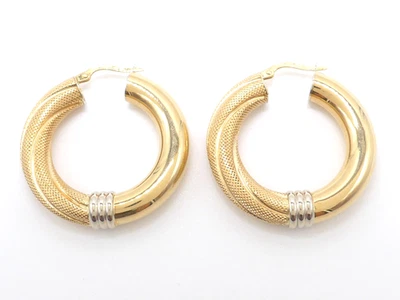 Ohrringe 750 GOLD 18 Karat Bicolor Creolen earrings orecchini oro G2032/26 - Bild 1 von 4