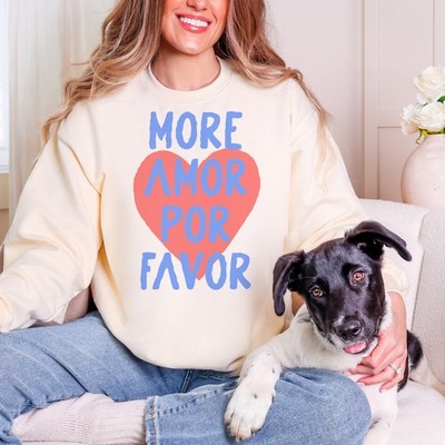 More Amor Por Favor Heart Graphic Sweatshirt