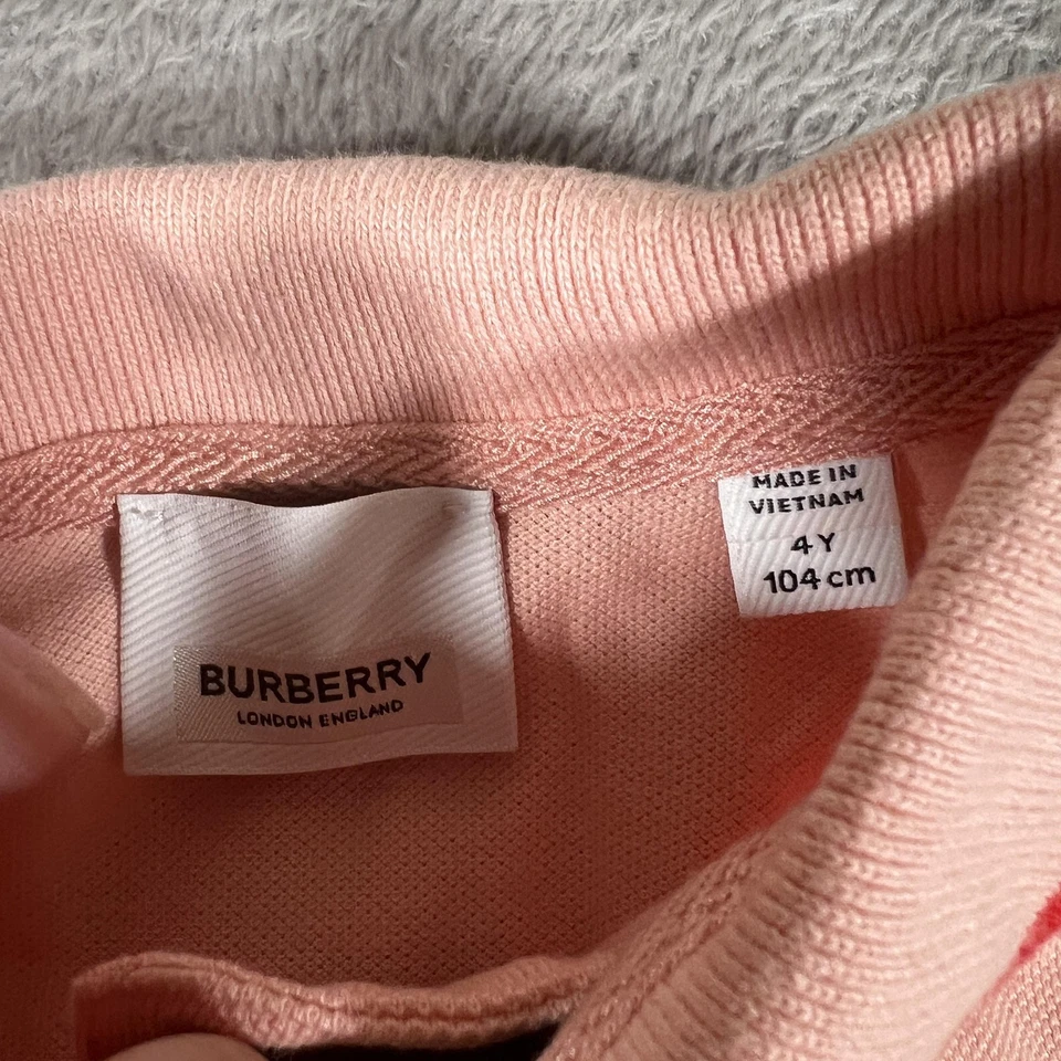 Vestido Burberry Niñas 4Y Rosa Polo Icono Rayas Tapeta Manga Corta Falda Acampanada Foto 4 de 4