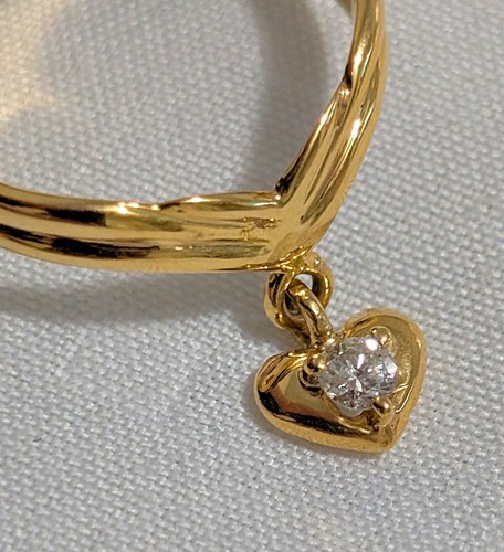 Natürlicher Diamant Herz Charm Ring in 14kt Gelbgold Gr.6 - Bild 4 von 9