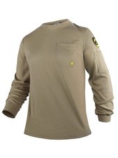 FR Shirts for Men,5.5oz/7.1oz Round Neck Flame Resistant Long Sleeve Shirts, ...