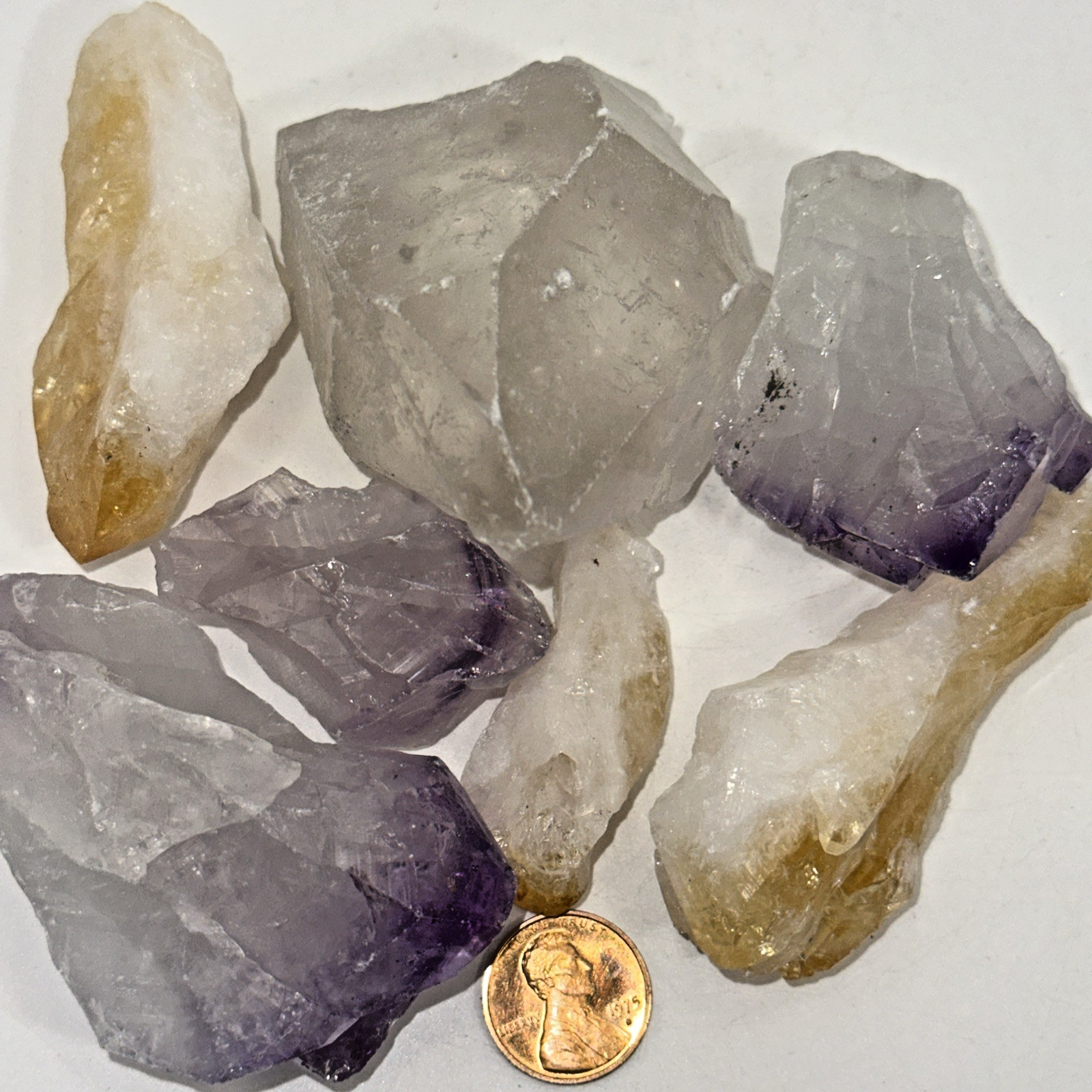 1 lb. Assorted Amethyst, Citrine, Quartz Large Crystal Points Lot 2