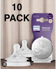 Philips Avent Natural Response Nipple 0m 1 Flow, Natural Nipples 10 PACK