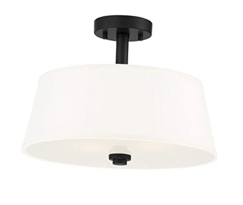  2-Light Semi Flush Mount Ceiling Light, 15 Inch Studio Lighting Matte Black - Picture 1 of 3