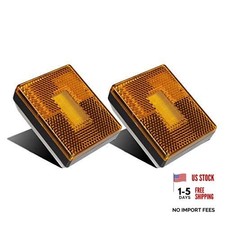 2 3 LED Square Stud Mount Clearance Side Marker Lights Trailer Camper w Amber