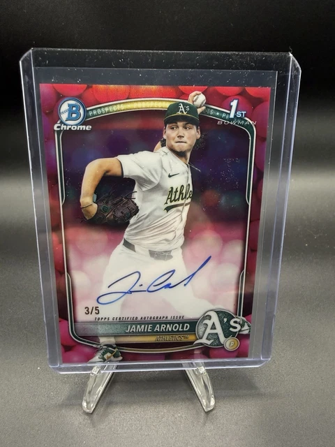 Jamie Arnold 2025 1st Bowman Draft Bubble Gum Refractor Auto /5 Athletics #1