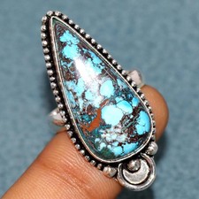Turquoise 925 Silver Plated Ring US 10.5 Christmas Jewelry Most Beautiful JW