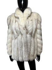 Saga Fox Blue Cream Ivory Fox Fur Coat Jacket