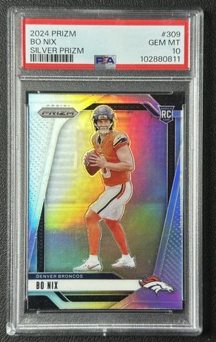 BO NIX PSA 10 2024 PANINI PRIZM #309 ROOKIE SILVER RC BRONCOS 0811