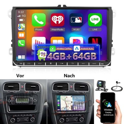 4G+64G Für VW GOLF V/5 Autoradio Android 15 Apple Carplay GPS Navi WIFI RDS KAM