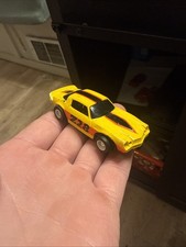 Tyco '79 Camaro Yellow Rd Orange Blk Stripe Z28 HP2 Slot Car 6977 w/New Chassis