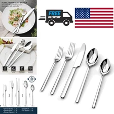 Stainless Steel Flatware Set Service for Six Elegant Design Ideal for Any Meal