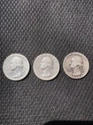 1944 P, D, & S; Lot Of 3 Washington Silver Quarters