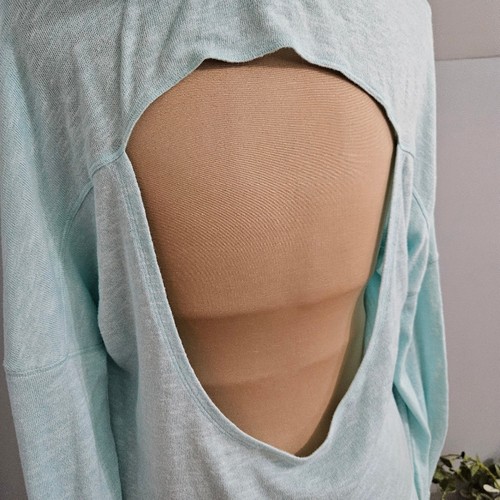 Victoria’s Secret PINK Open Back Hoodie T Shirt Pastel Blue Size Large Active - Picture 8 of 15