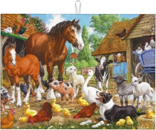 Animal Farm Dish Drying Mats for Kitchen Counter, Absorbent Reversible Microfibe