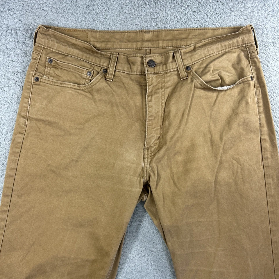 Pantalones Levis 541 Para Hombre 36x32 Marrón Caqui Chino Pierna Recta Trabajo Envejecido Rasgado Foto 3 de 4