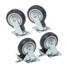 4 Pcs 6 Inch Swivel Caster Wheels Inclined Fixed Wheel With Brake Heavy Duty