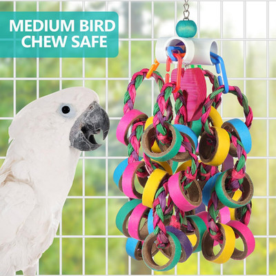Bird Toys Conure Toys,Bird Parrot Foraging Shredder 24 Pcs Colorful Bagel Che...
