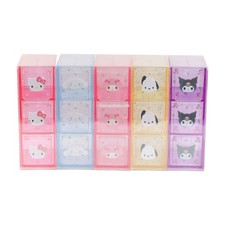 Hello Kitty Cinnamoroll Kuromi Mini 3-Tier Desk Organizer Drawer 10"H Kawaii