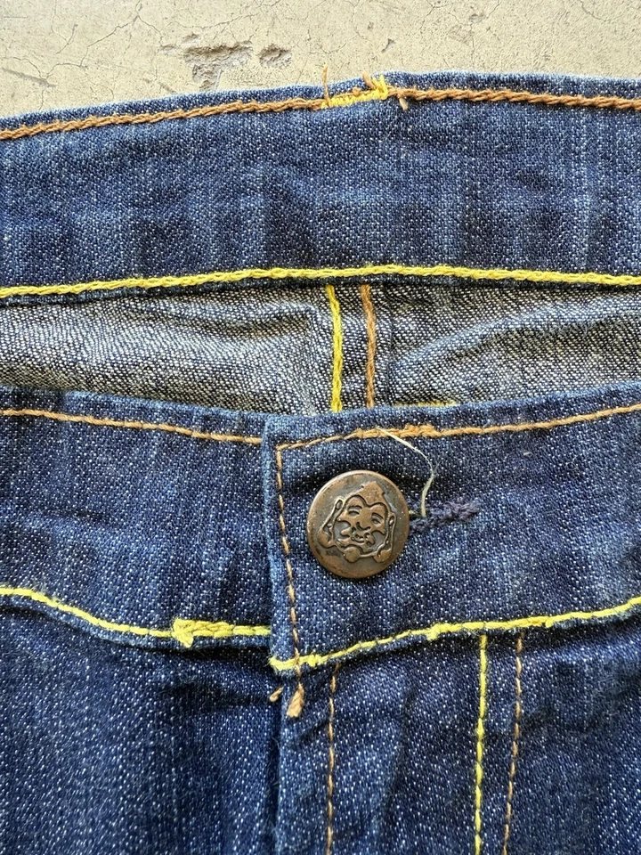 Pantalones de mezclilla japoneses Evisu vintage de colección para mujer ajustados calce recto talla 9 Foto 3 de 4